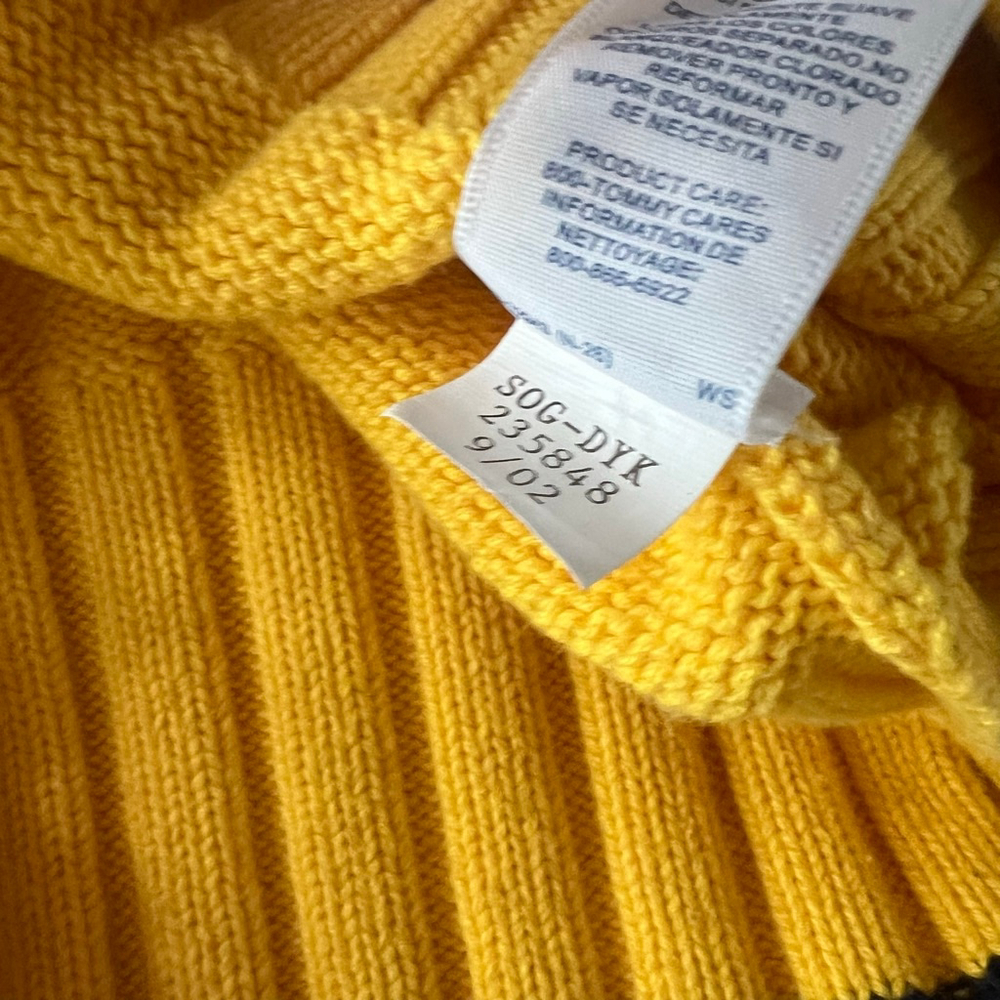 Women's y2k Tommy Jeans logo Yellow Knit Turtleneck Sweater L - Picture 6 of 8